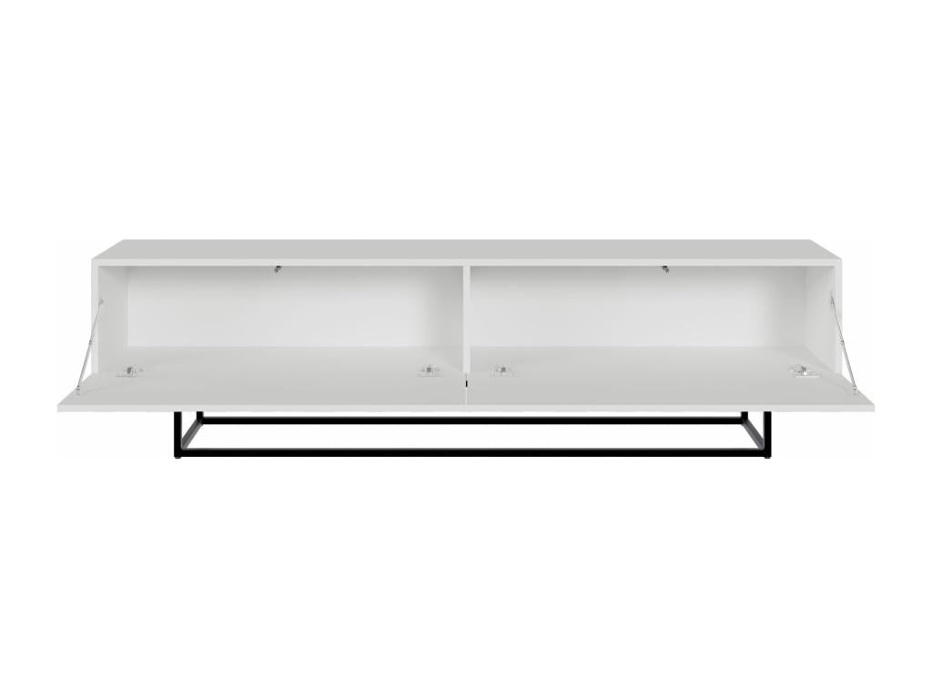 Meuble TV - 175 cm - blanc avec pieds noirs - Meubiana