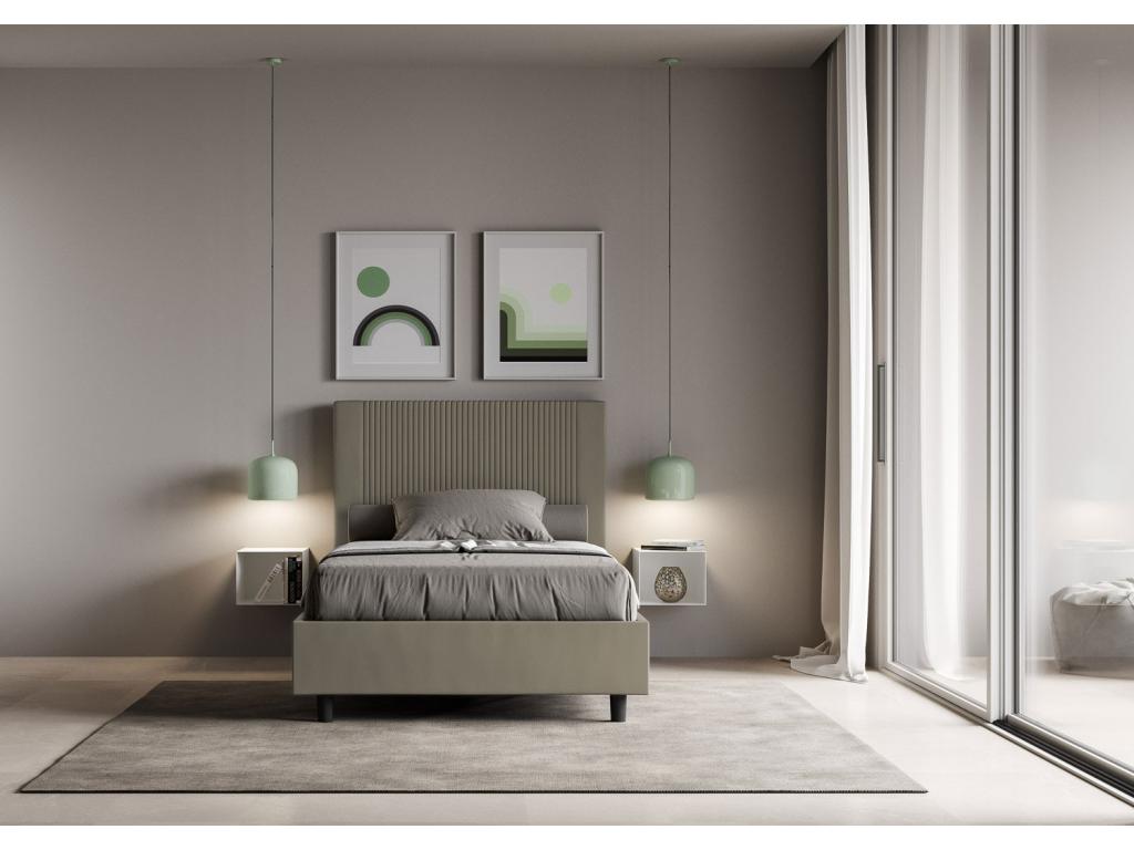 Lit avec sommier rembourrée 140x190 similicuir cappuccino Laviecasa MIVZ11947