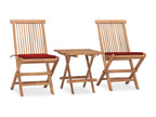 Mobilier de dîner d'extérieur pliable avec coussin 3 pièces Teck MVMJ82118