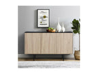Buffet - Décor bois et noir - 3 portes - Meubiana - L 140 x P 39 x H 82,80 cm