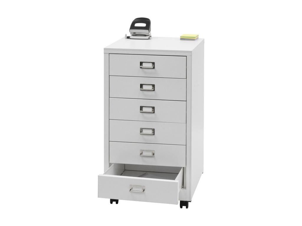 Caisson à Homzora-L49 - armoire à tiroirs en acier Armoire à dossiers - métal 75x40x41cm 6 tiroirs - blanc