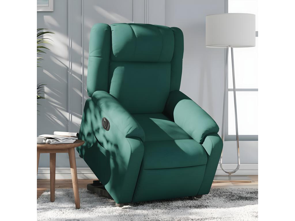 Fauteuil inclinable électrique vert foncé tissu