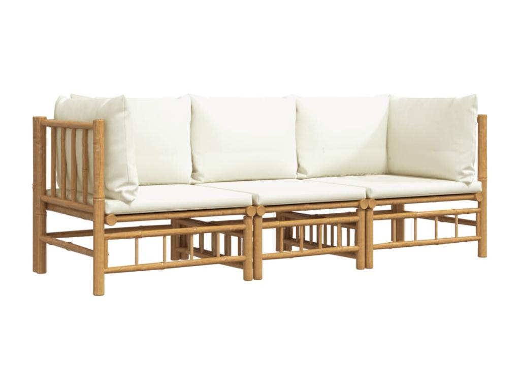 Salon de jardin 3 pcs avec coussins blanc crème Laviecasa AVVZ23932