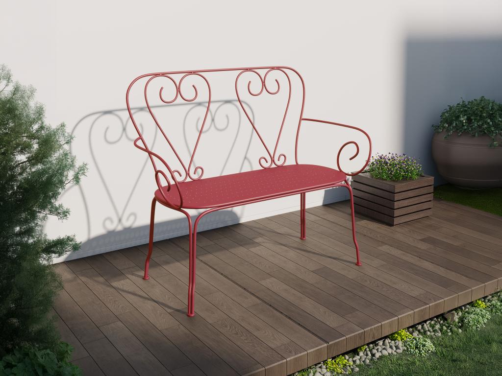 Banc de jardin en métal façon fer forgé - Meubiana