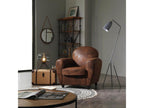 Homzora - Fauteuil Homzora Marron Aspect Cuir Vieilli
