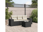 Salon de jardin 4 pcs avec coussins noir résine tressée AWXJ22421