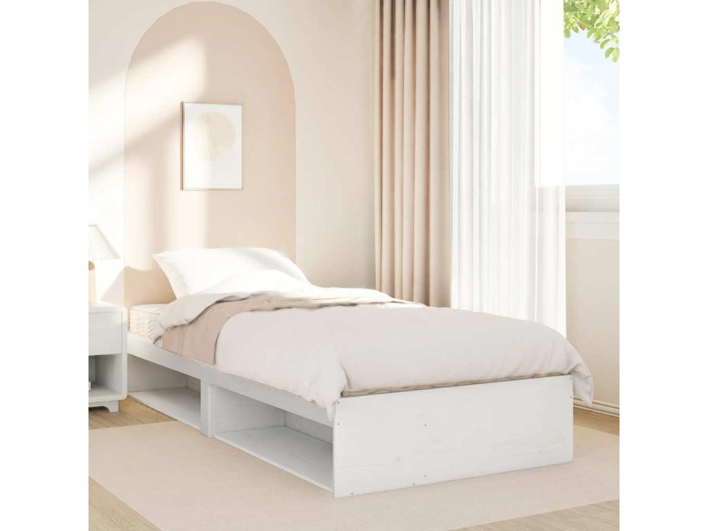 Lit de jour avec matelas blanc 90x190 cm bois de pin massif