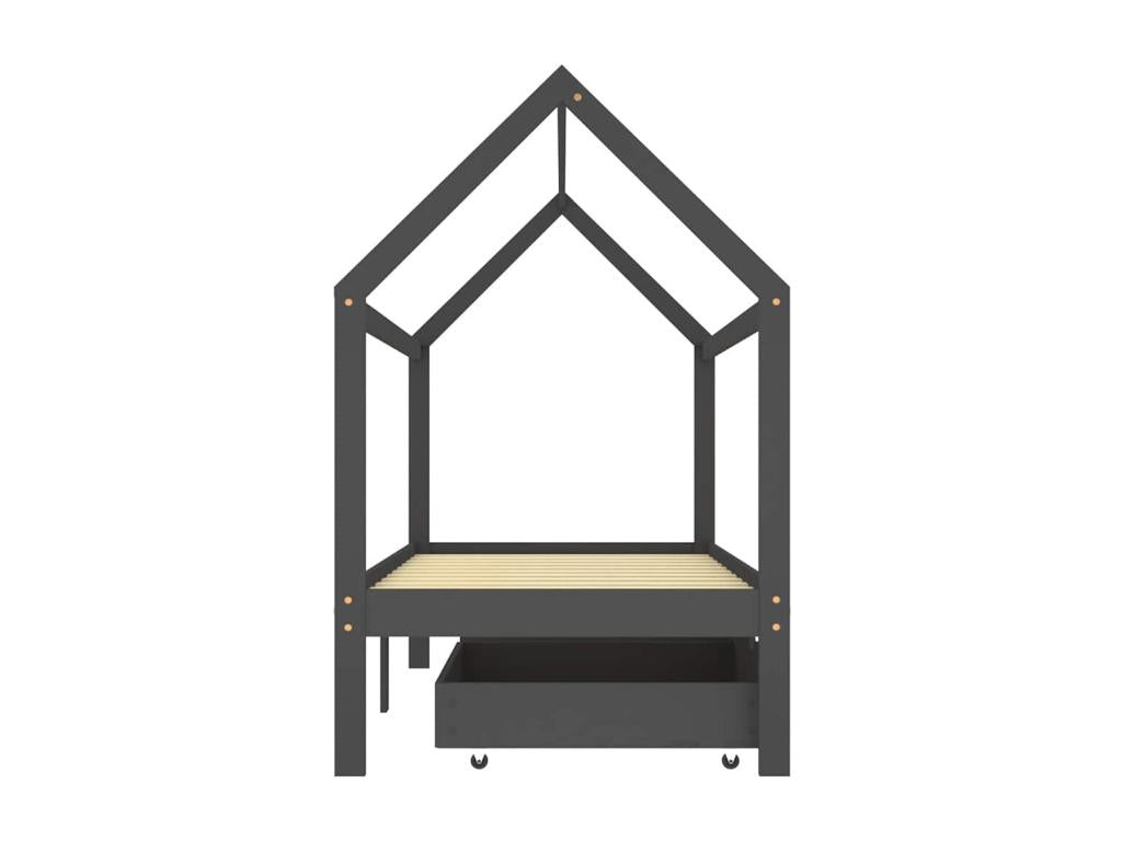 Cadre de lit d'enfant avec tiroirs Gris foncé Pin 90x200 cm MYQL38476