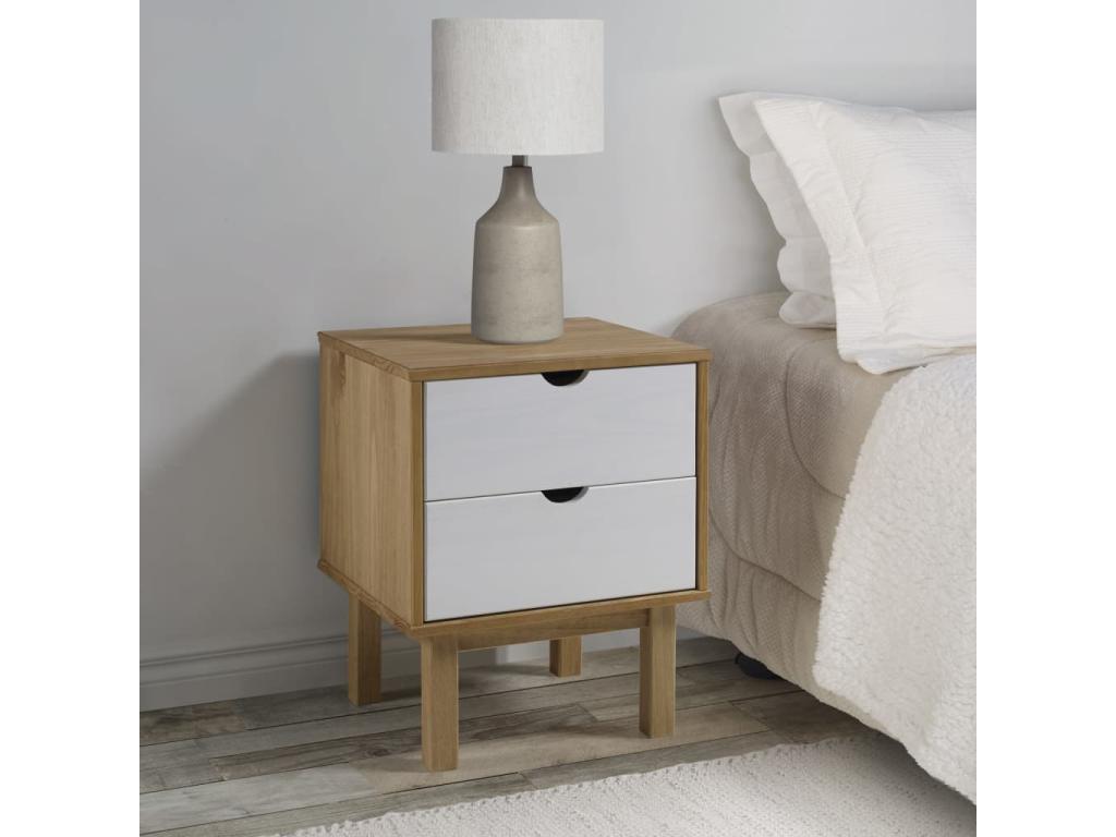 Table de chevet Laviecasa Marron et blanc 46x39,5x57 cm Bois de pin QYFQ77657