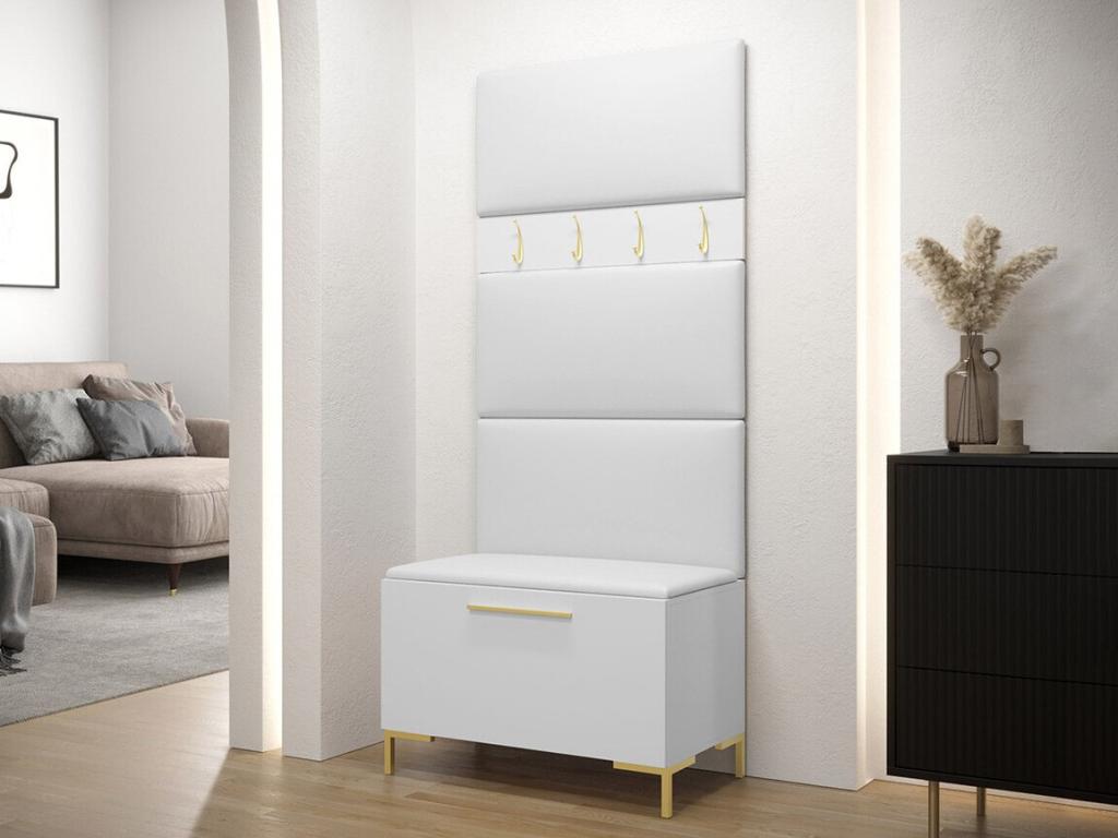 Meuble d'entrée Laviecasa 102 196x84x46cm Blanc Stratifié - Faux cuir À suspendre - À poser DHKD34503