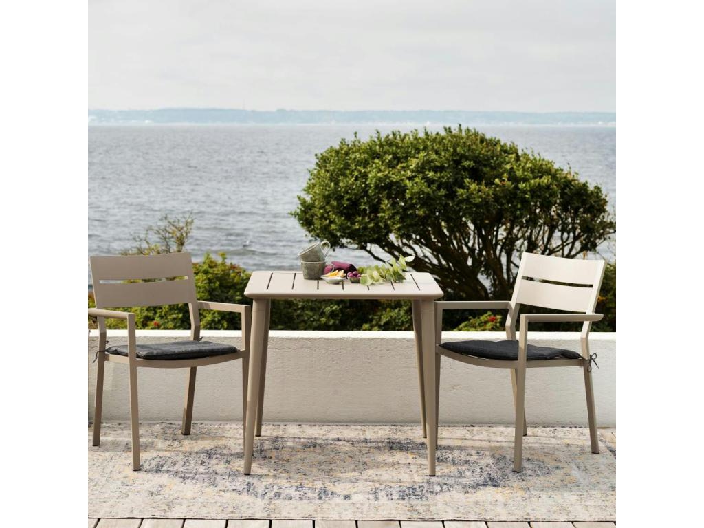 Chaise de jardin avec accoudoirs en aluminium gris sable lot de 2 STOCKHOLM