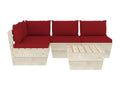 Salon de jardin palette 5 pcs avec coussins bois d'épicéa VGFT28669