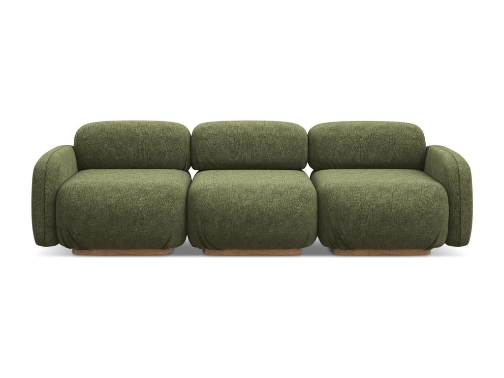 Canapé modulable 4 places en tissu chenille - olive - Meubiana