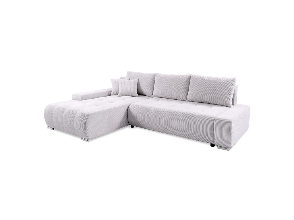 Canapé d'angle convertible gauche 4 places coffre Laviecasa velours tricoté Blanc Cassé PIVL93330