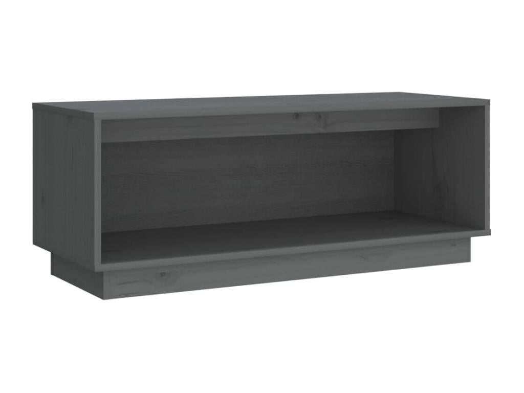 Meuble TV Gris 90x35x35 cm Bois de pin massif QHMV92071
