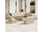 Salon de jardin avec coussins 13 pcs beige résine tressée