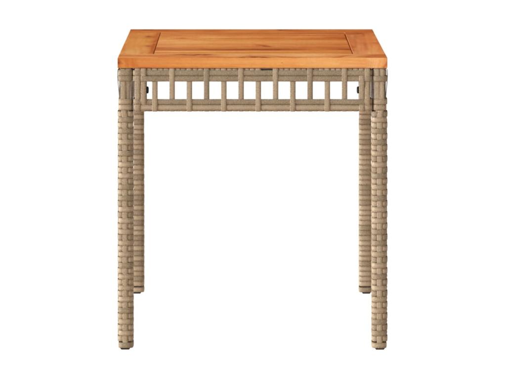 Meubiana Premium - Table de jardin méMeubiana beige 38x38x42 cm rotin et bois Meubiana