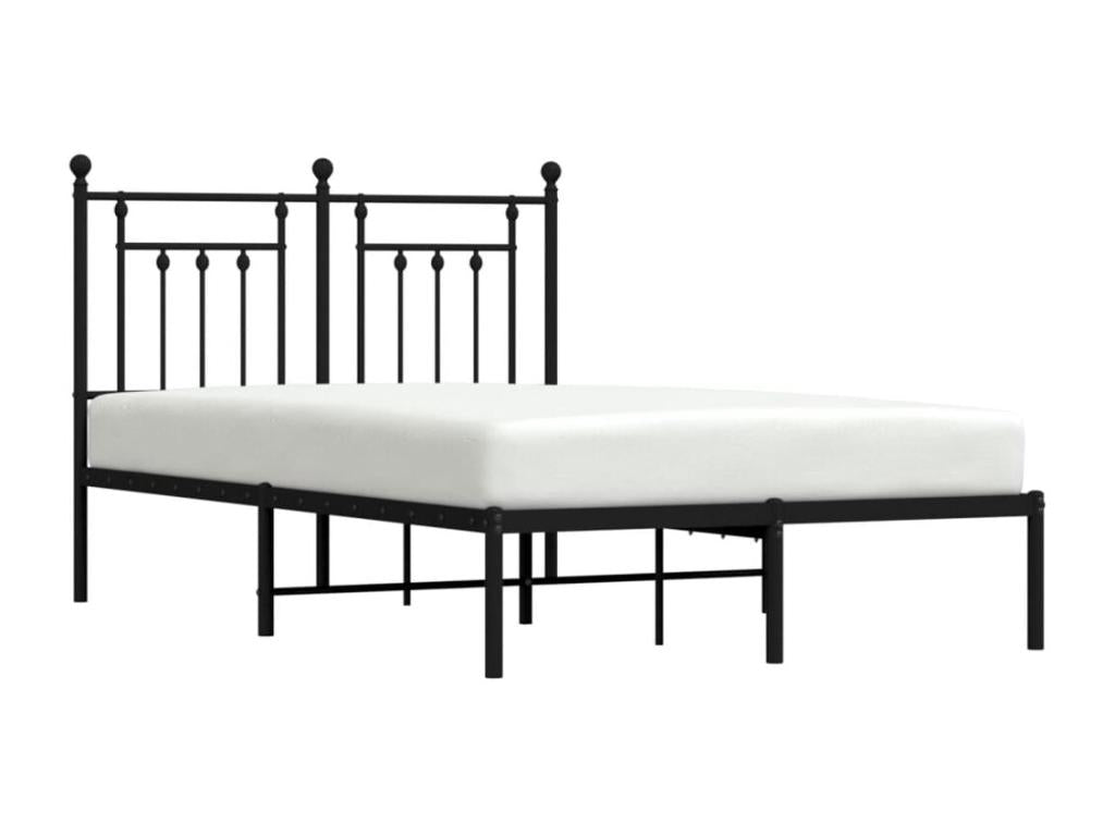 Cadre de lit métal avec tête de lit noir 135x190