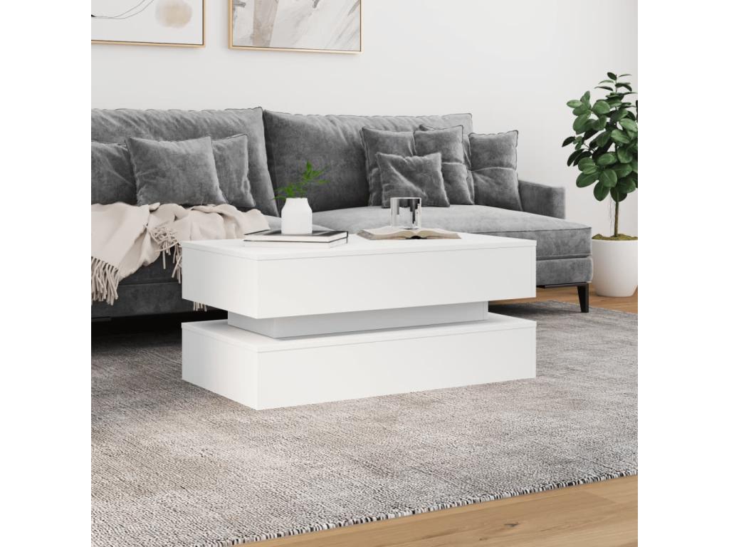Table basse avec Laviecasaères LED blanc 90x50x40 cm JCGR82573