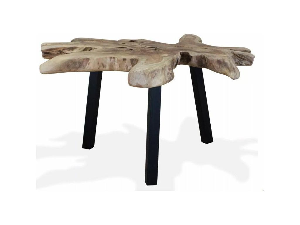 Table basse teck massif clair et pieds métal noir Laviecasa ONDS86609