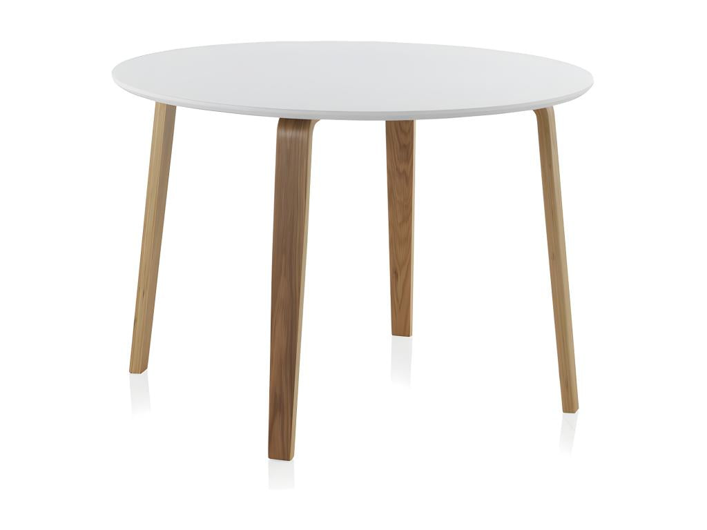 Table en panneau de fibres de moyenne densité avec pieds en chêne plaqué 110 cm de diamètre