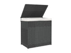 Panier à linge avec 2 sections gris 53x35x57 résine tressée