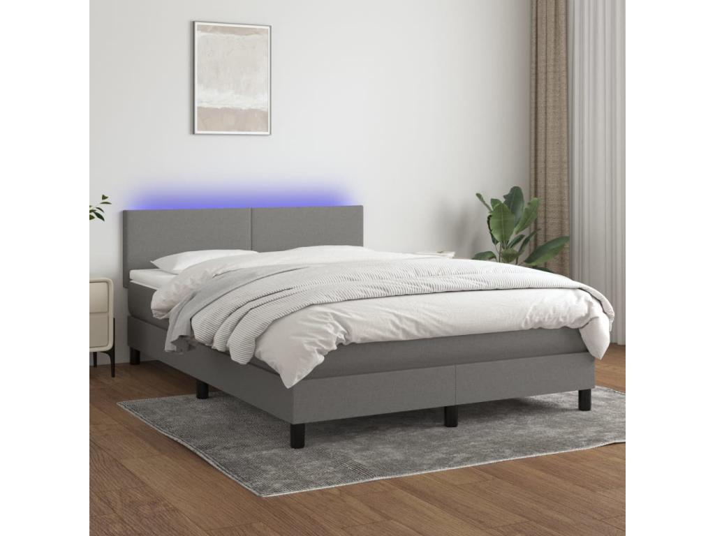 Sommier à Laviecasa de lit et matelas et LED Gris foncé 140x190 cm DOTY71897