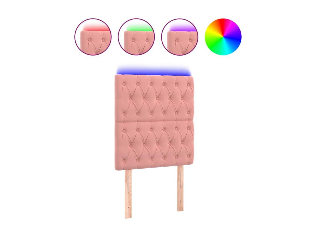 Tête de lit à LED Rose 80x7x118-128 Velours