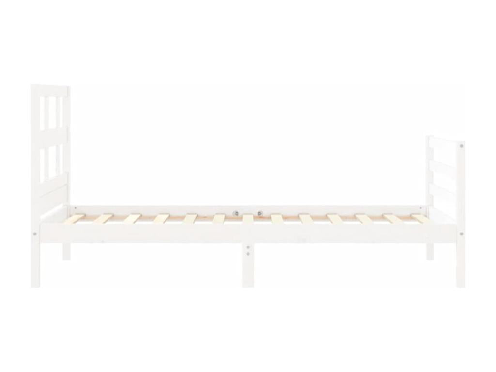 Cadre de lit avec tête de lit blanc simple bois massif