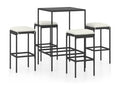 Ensemble de bar de jardin 5 pièces et coussins Résine tressée Noir AFHX77237