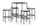 Ensemble de bar de jardin 5 pièces et coussins Résine tressée Noir AFHX77237