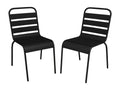 Lot de 2 chaises de jardin empilables en métal - Noir - Meubiana