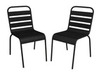 Lot de 2 chaises de jardin empilables en métal - Noir - Meubiana