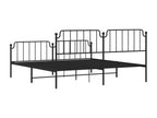 Cadre de lit métal avec tête de lit/pied de lit noir 200x200 cm