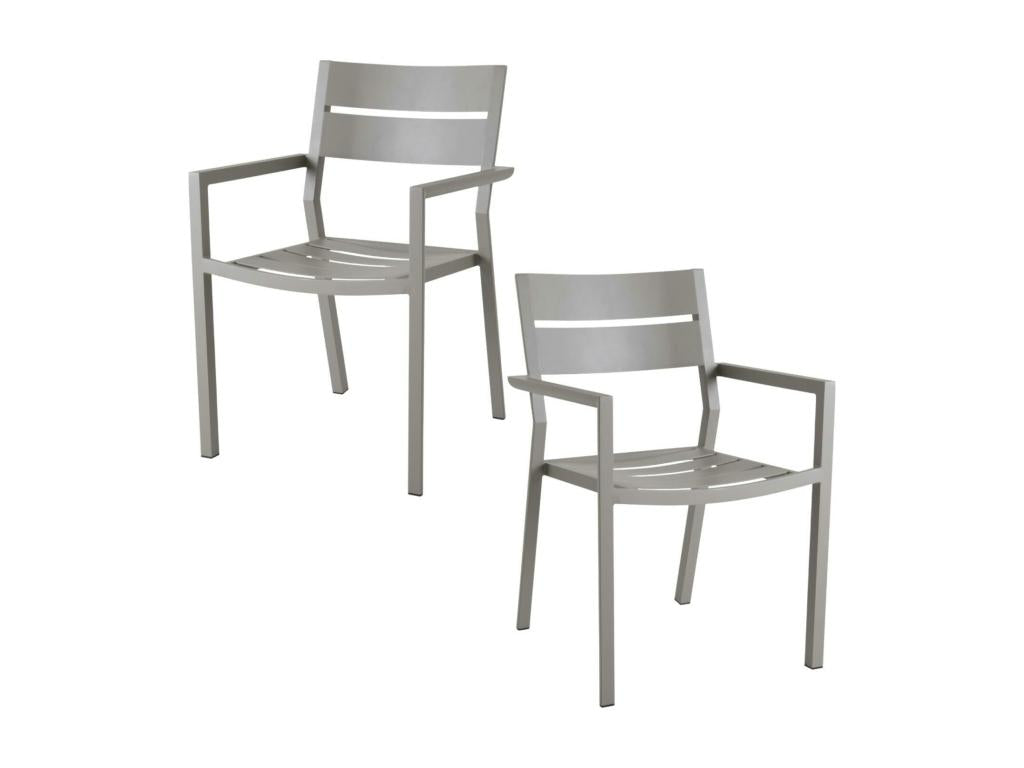 Chaise de jardin avec accoudoirs en aluminium gris sable lot de 2 STOCKHOLM