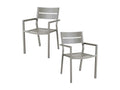 Chaise de jardin avec accoudoirs en aluminium gris sable lot de 2 STOCKHOLM