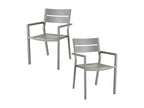 Chaise de jardin avec accoudoirs en aluminium gris sable lot de 2 STOCKHOLM