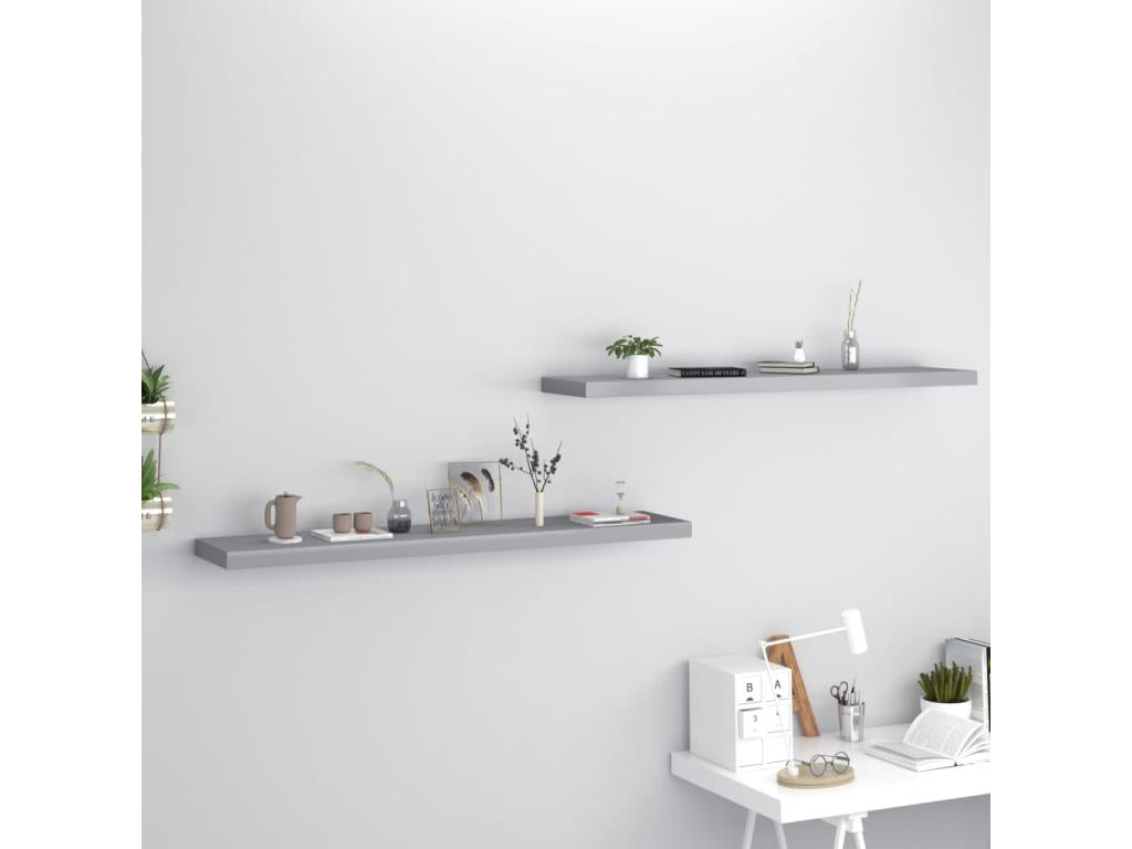 Étagères murales flottantes 2 pcs Gris 120x23.5x3.8 MDF
