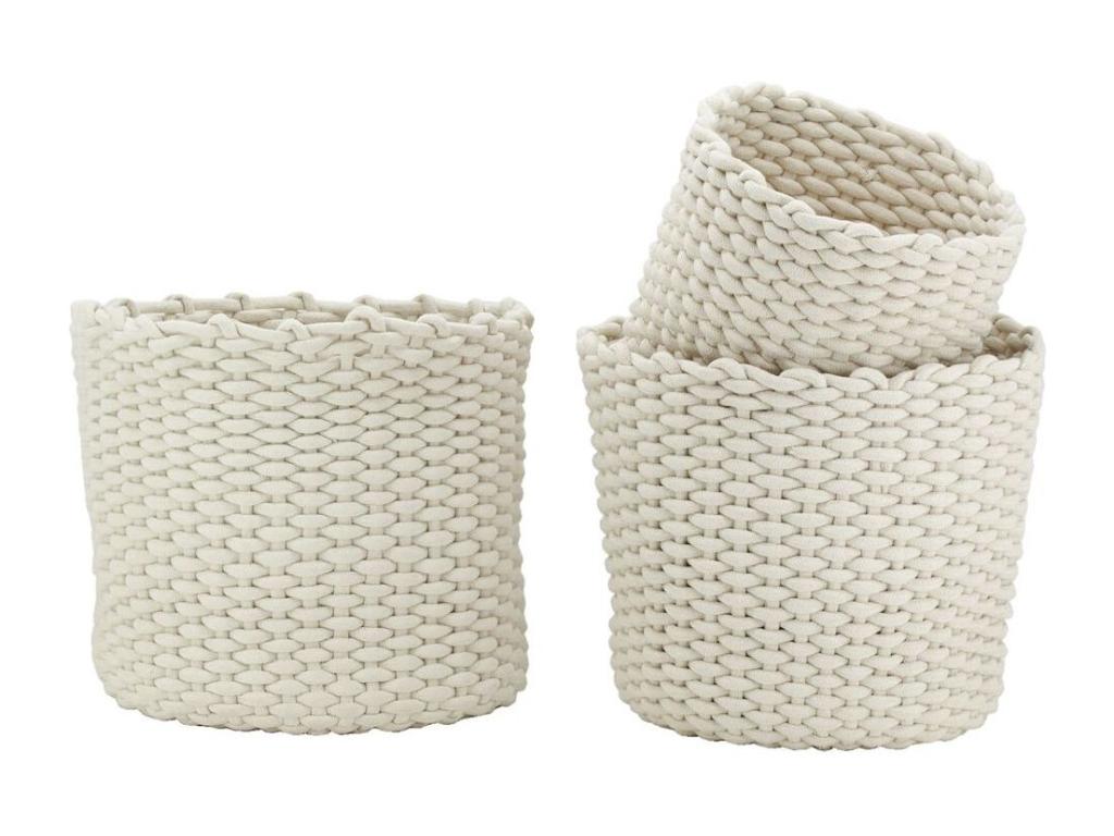 Corbeilles rondes en corde de coton écru Lot de 3