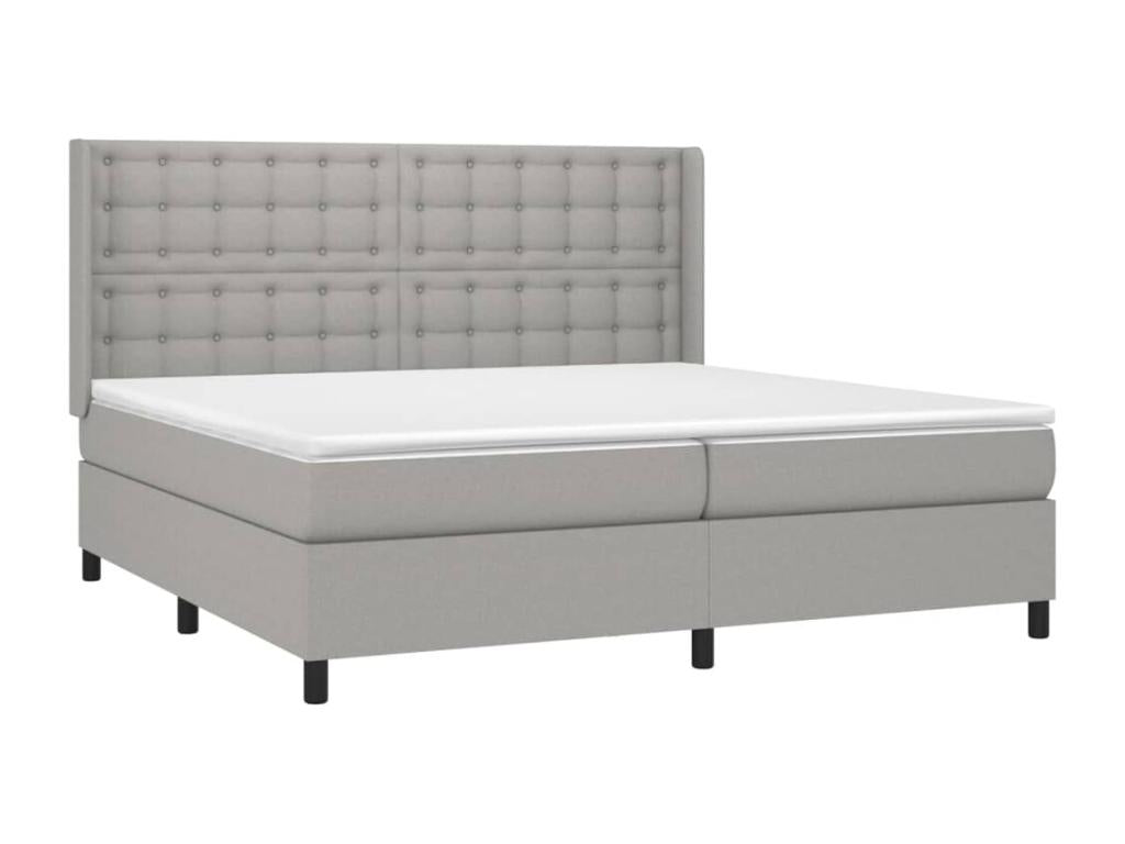 Lit à sommier tapissier avec matelas Gris clair 200x200cm Tissu ICJF35572