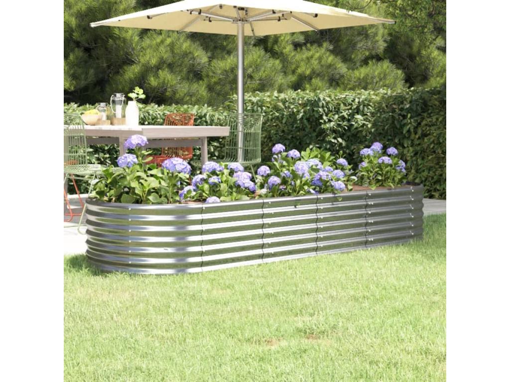 Jardinière Acier enduit de poudre 224x80x36 Argenté VYHQ99023