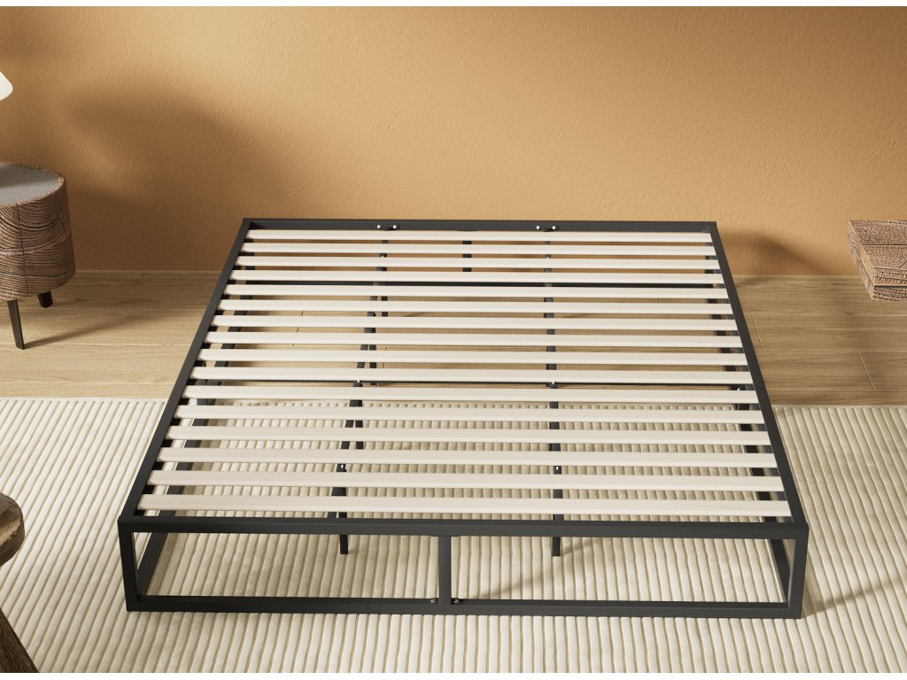 Lit 140x200 cm cadre en acier Laviecasa en bois HPZA70057