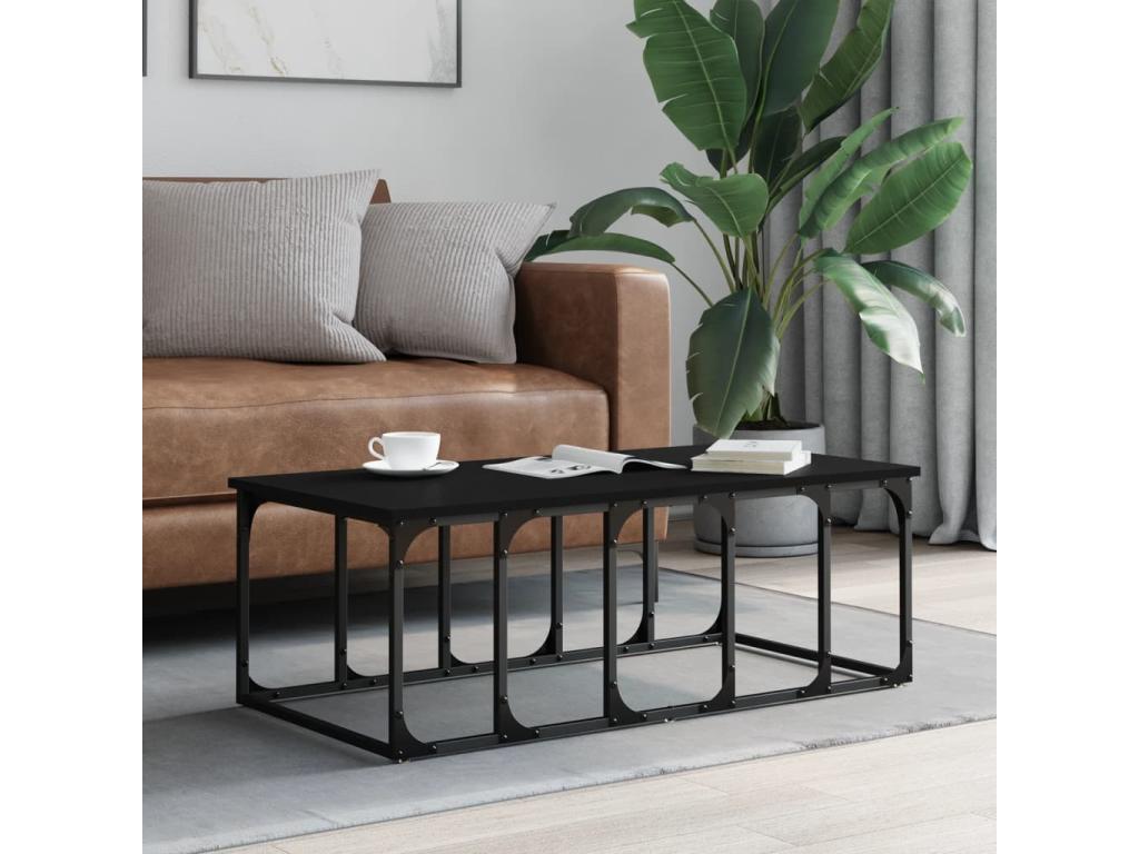Table basse noire 100x50x35.5 cm bois d'ingénierie