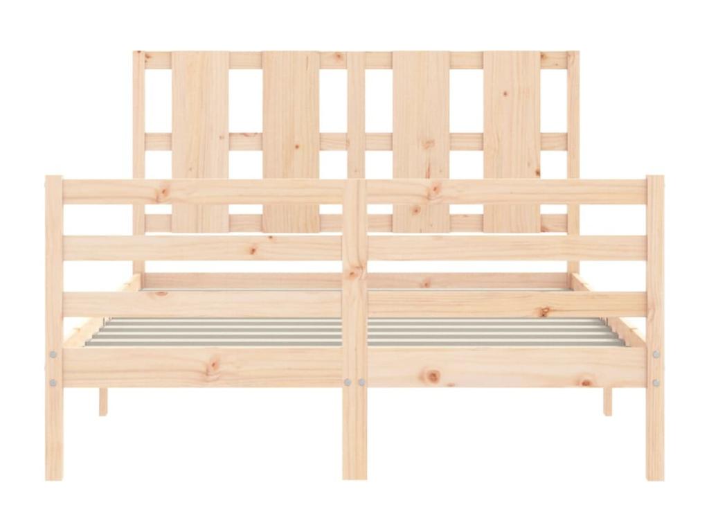 Cadre de lit avec tête de lit double bois massif