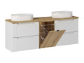 Meuble double vasque 160cm panier à linge Laviecasa Blanc et Bois MAOO04686