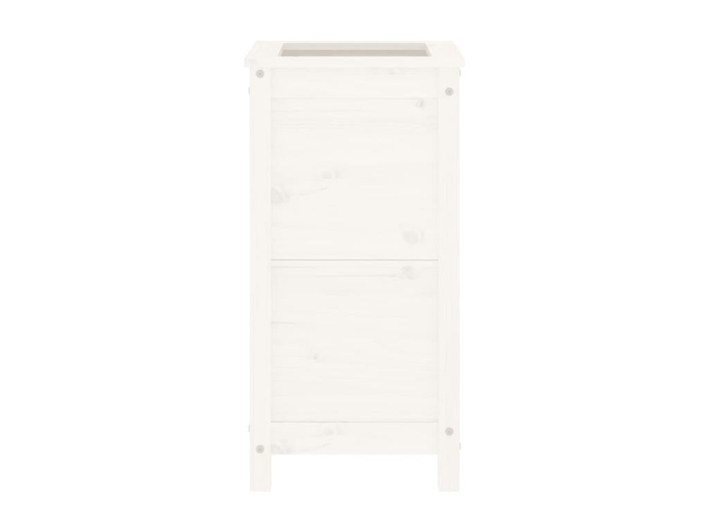 Jardinière blanc 40x40x78 cm bois massif de pin