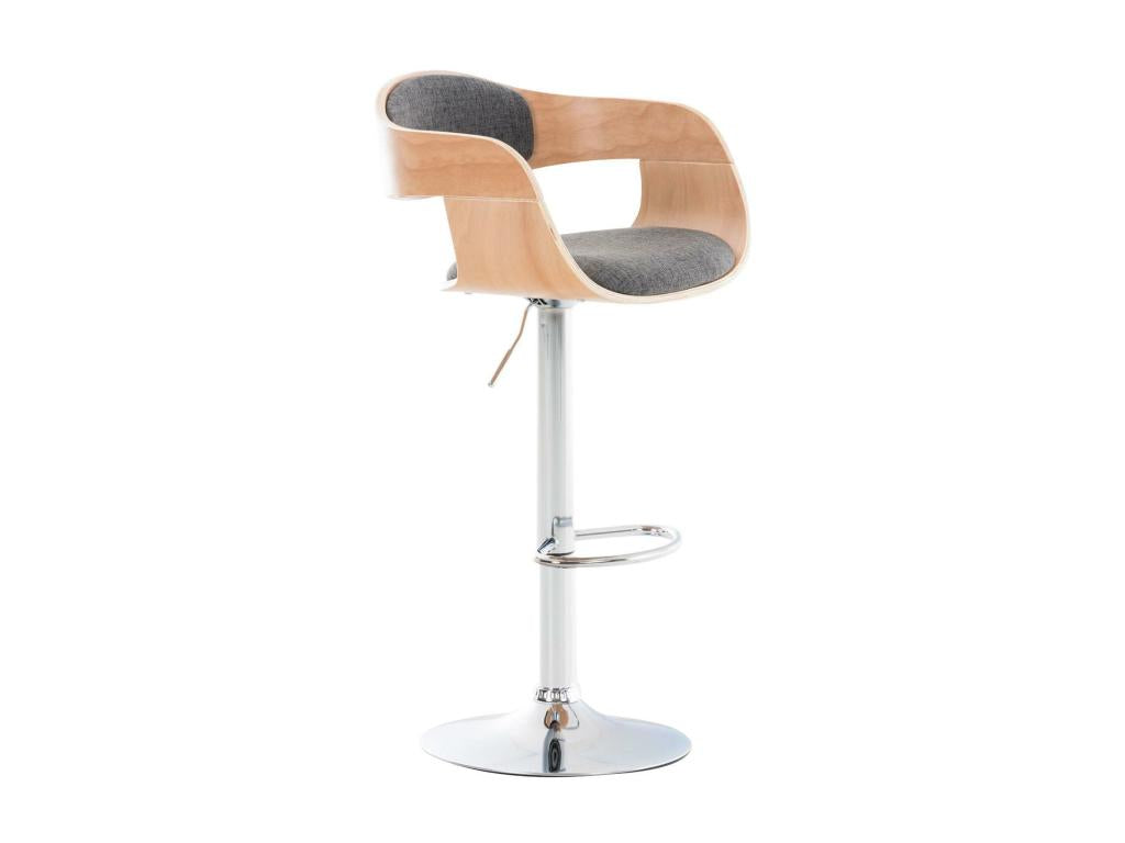 Tabouret de bar - Tissu / Métal chromé - Nature / Gris clair - Meubiana
