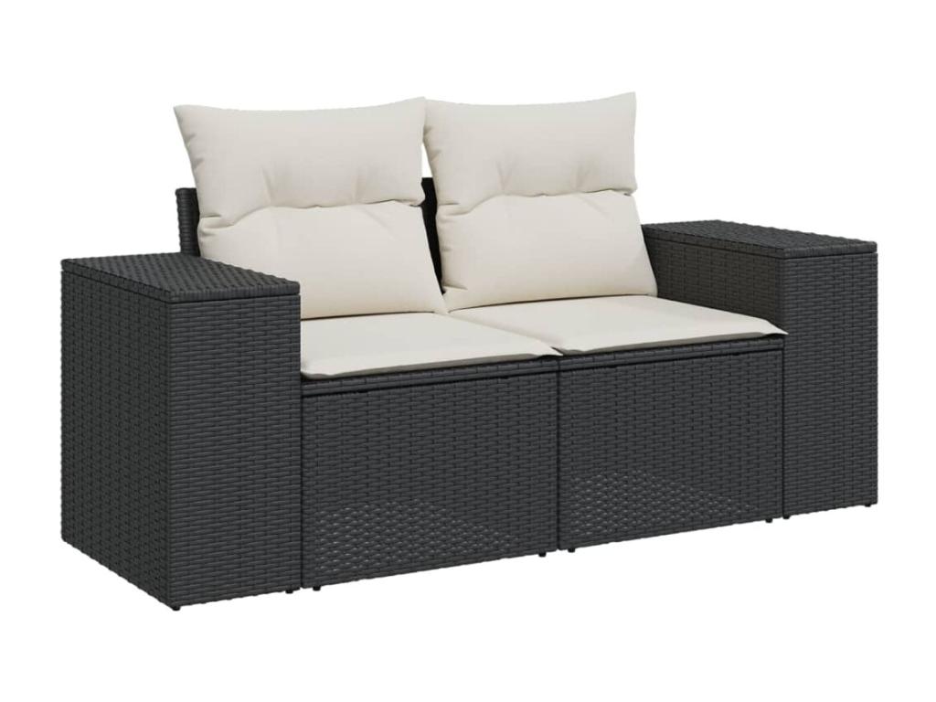 Salon de jardin 6 pcs avec coussins noir résine tressée HPHY53484