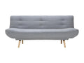 Canapé convertible 3 places en tissu gris clair et bois clair Meubiana