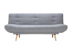 Canapé convertible 3 places en tissu gris clair et bois clair Meubiana